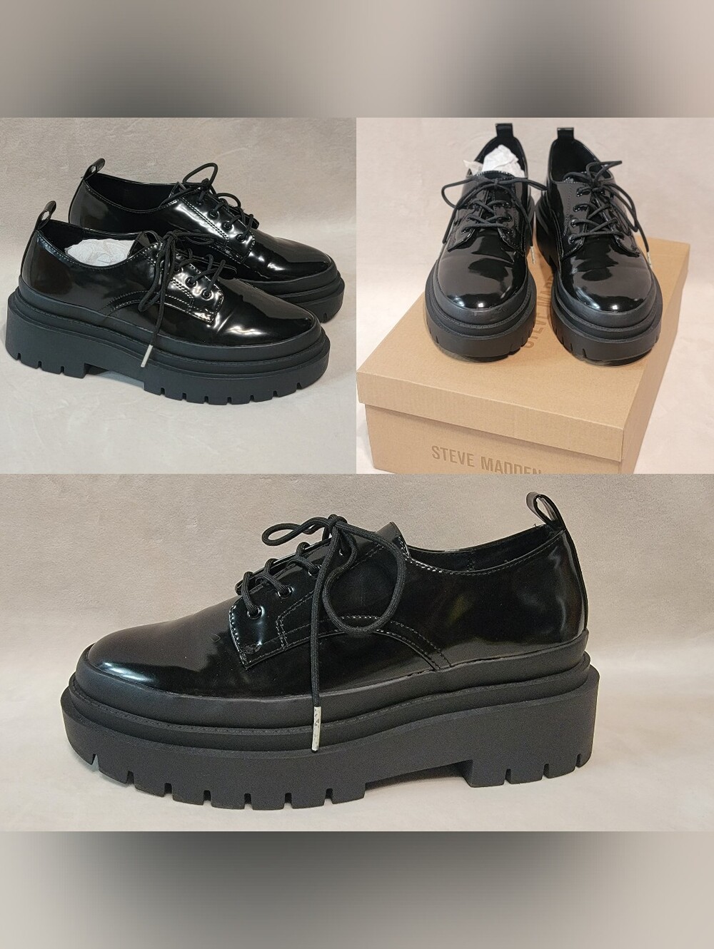 Steve Madden Black Platform Shoes Women's Size 8 Malene Loafers